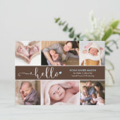 Hallo Sechs Foto Collage Geburtsankündigung Ankündigung (Stehend Vorderseite)
