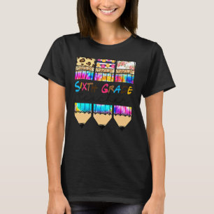 Hallo Sechste Klasse Leopard Tie Dye Bleistift Sü T-Shirt