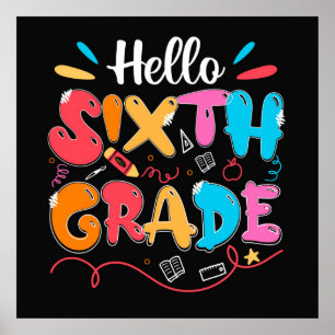 Hallo Sechster Grad Doodle Poster
