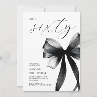 Hallo Sechzig Elegant Script Schleife 60. Geburtst Einladung