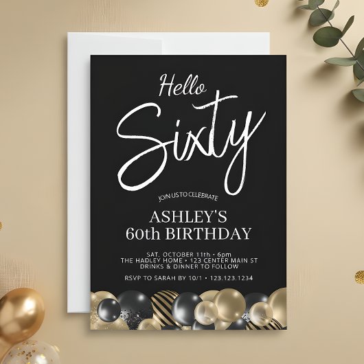 Hallo Sechzig Modern Script 60. Geburtstag Einladung