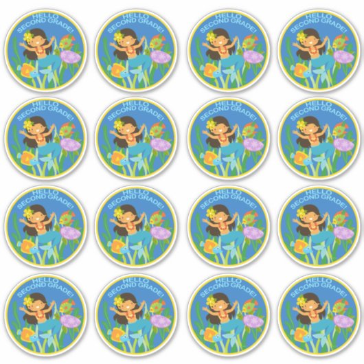 Hallo Second Grade! Niedlicher Mermaid-Sticker Aufkleber (Vorderseite)