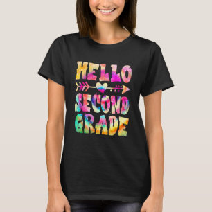 Hallo Second Grade Tie Dye Erster Tag Cute Zurück T-Shirt