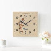 Hallo Seemann-Button herauf Mädchen Quadratische Wanduhr (Zuhause)