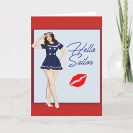 Hallo Seemannpinup-Mädchen Karte