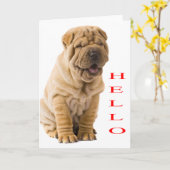 Hallo Shi Pei Welpe Hund Blank Card Karte (Gelbe Blume)