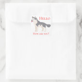 Hallo Siberian Husky Welppy Dog Denken Sie an Sie Quadratischer Aufkleber (Tasche)