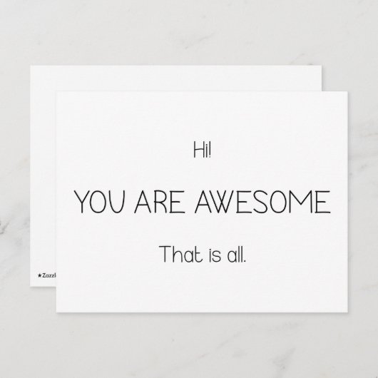 Hallo, Sie sind Phantastisch, dass alles individue Postkarte (Vorne/Hinten)