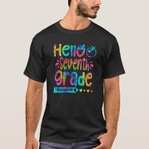 Hallo Siebte Gefärbte Krawatte zurück zur Schule E T-Shirt