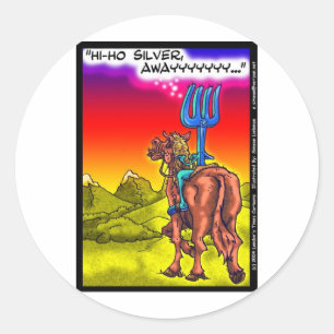 Hallo Silber? Lustige Lone Ranger Parodie Cartoon Runder Aufkleber