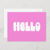 Hallo Simple Retro Typografy Gruß in Pink Postkarte (Vorne/Hinten)