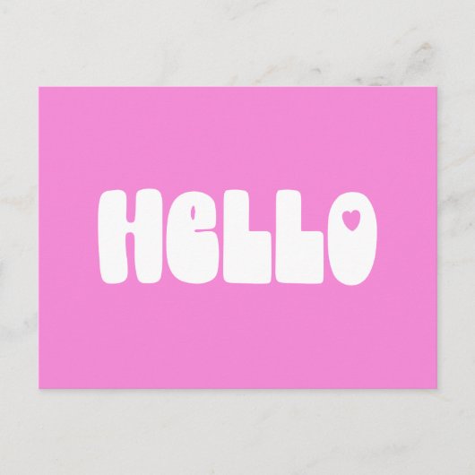 Hallo Simple Retro Typografy Gruß in Pink Postkarte (Vorderseite)