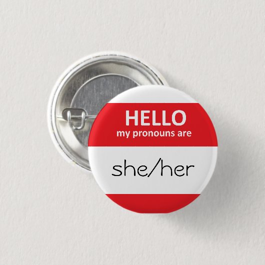 HALLO sind meine Pronomina sie/ihr runder Knopf Button (Vorne & Hinten)