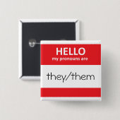 HALLO sind meine Pronomina sie/sie quadratischer Button (Vorne & Hinten)