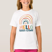 Hallo Sixth Grade boho Regenbogenschule lässig T-Shirt (Vorderseite)
