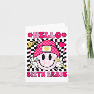 Hallo Sixth Grade Lächeln Gesicht 6. Klasse zurück Karte