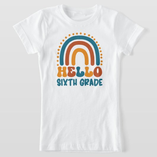Hallo Sixth Grade Retro Stil boho Regenbogen T-Shirt (Ablage )