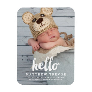 Hallo Skript   Baby Geburtsankündigung Magnet