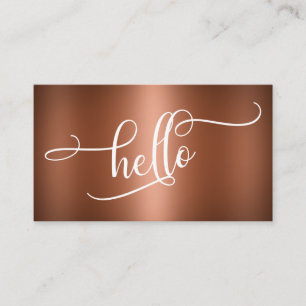 Hallo Skript-Typografie über glattem Imitat-Kupfer Visitenkarte