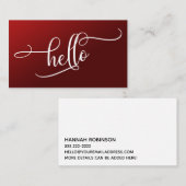 Hallo Skript-Typografie über tiefrotem Ombre Visitenkarte (Vorne/Hinten)