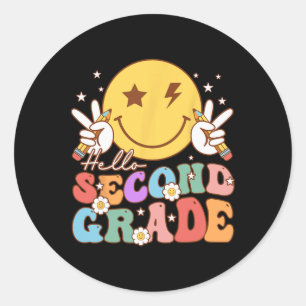 Hallo Smile Gesicht Hippie Vintage Rücken zweite K Runder Aufkleber