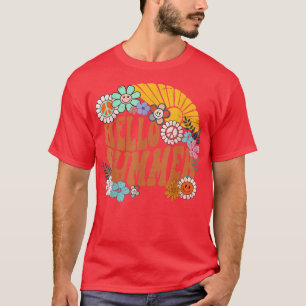 Hallo Sommer 1970er Retro Vintage Sonnenblume mit  T-Shirt
