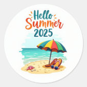 Hallo Sommer 2025 🏖️ Beach Scene Sticker (Vorderseite)