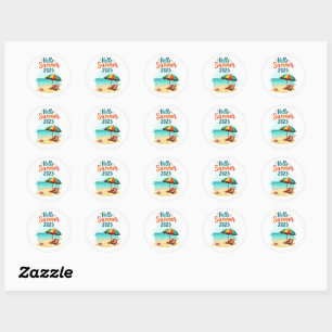 Hallo Sommer 2025 🏖️ Beach Scene Sticker