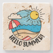 Hallo Sommer 2 Steinuntersetzer (Vorderseite)