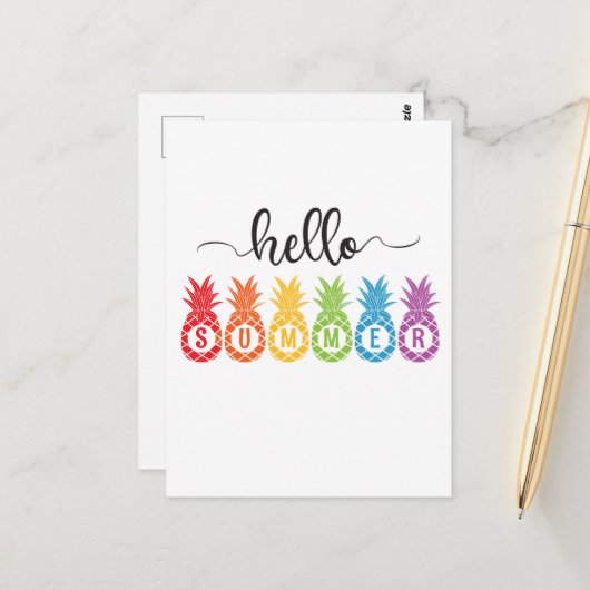 Hallo Sommer Ananas Postkarte (Vorderseite/Rückseite Beispiel)