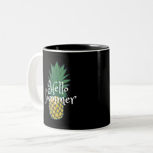 Hallo Sommer Ananas Zweifarbige Tasse (Vorderseite Links)