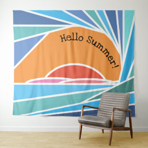 Hallo Sommer Barrel Wave und Sunset Wandteppich