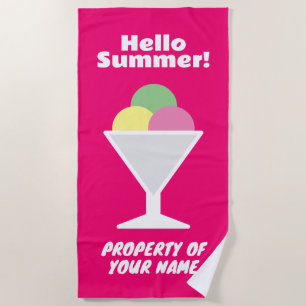 Hallo Sommer bunt Eis Sorbet Strandtuch
