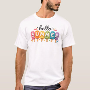 Hallo Sommer Bunter Eislutscher Sommerfeier T-Shirt