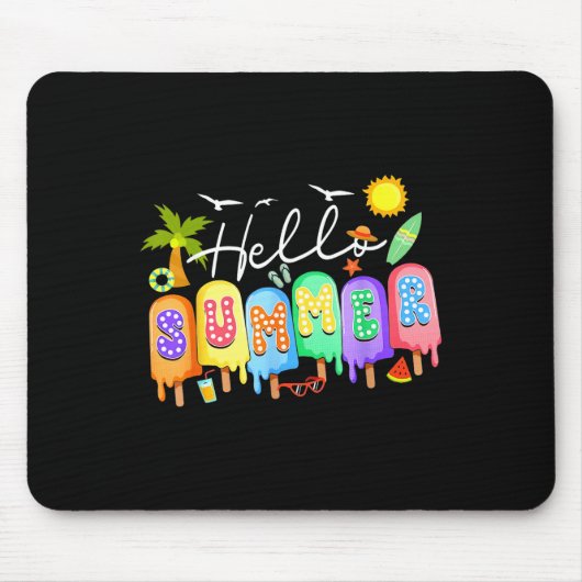 Hallo Sommer Coole Bunte Eisgrafik Sommer Mousepad (Vorne)