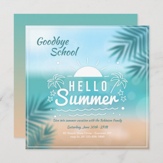 Hallo Sommer Einladung (Vorne/Hinten)