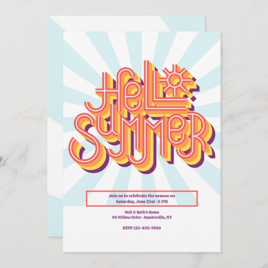 Hallo Sommer Einladung (Vorne/Hinten)