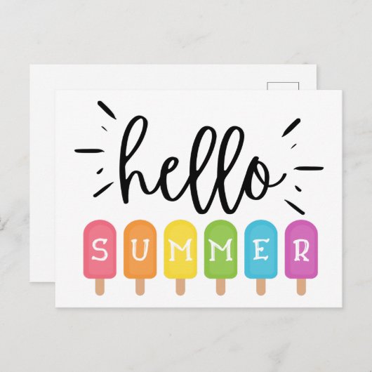 Hallo Sommer-Eiscreme-Popsicle Postkarte (Vorne/Hinten)