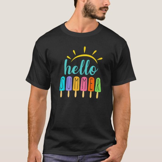Hallo Sommer Eiscreme Popsily Ice Lolly Summer V T-Shirt (Vorderseite)