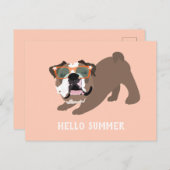 Hallo Sommer Englisch Bulldog Orange Postkarte (Vorne/Hinten)