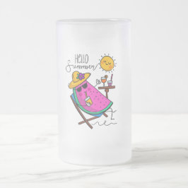 Hallo Sommer Entspannende Wassermelone Mattglas Bierglas