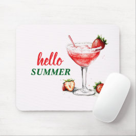Hallo Sommer | Erdbeer-Cocktail-Mauspad Mousepad