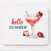 Hallo Sommer | Erdbeer-Cocktail-Mauspad Mousepad (Vorne)