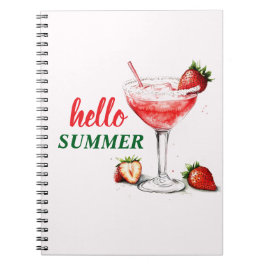 Hallo Sommer | Erdbeer-Cocktail Notizbuch Notizblock