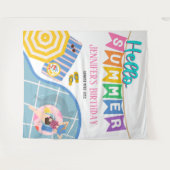 Hallo Sommer farbenfrohe Pool Party Hintergrund Wandteppich (Vorderseite (Horizontal))