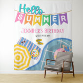 Hallo Sommer farbenfrohe Pool Party Hintergrund Wandteppich (Beispiel)
