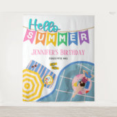 Hallo Sommer farbenfrohe Pool Party Hintergrund Wandteppich (Vorderseite)