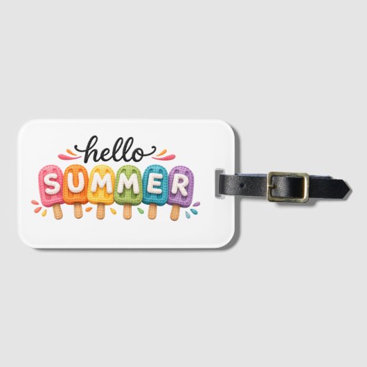 Hallo Sommer-Faux-Yarn-Design Gepäckanhänger (Vorderseite (Horizontal))