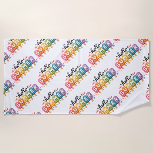 Hallo Sommer-Faux-Yarn-Design Strandtuch (Vorderseite)