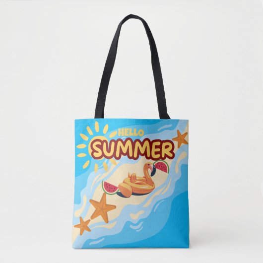 Hallo Sommer Flamingo Strand Tasche (Vorderseite)